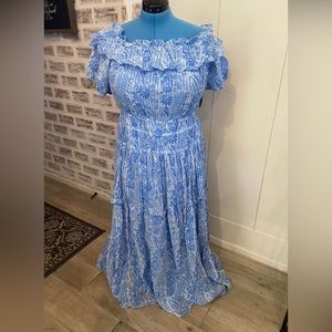 NWT International Concepts blue strapless dress be Sz XL